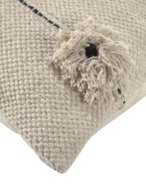 Kussenhoes Belisa met structuur-oppervlak en decoratieve kwastjes, 100% katoen, Beige, 45 x 45 cm