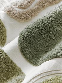 Funda de cojín con relieves Coraline, 100% algodón, Verde claro, verde oliva, blanco crema, An 45 x L 45 cm