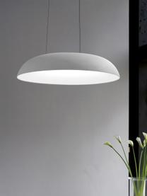 Grote LED hanglamp Maggiolone, dimbaar, Lampenkap: gelakt aluminium, Wit, Ø 60 x H 12 cm