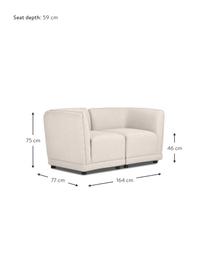 Modulaire 2-zitsbank Ari in beige, Bekleding: 100% polyester De slijtva, Frame: massief hout, multiplex, Poten: kunststof, Geweven stof beige, B 164 x D 77 cm