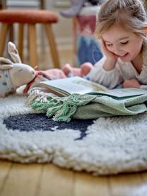 Hochflor-Kinderteppich Dolly aus Wolle, 100 % Wolle

Bei Wollteppichen können sich in den ersten Wochen der Nutzung Fasern lösen, dies reduziert sich durch den täglichen Gebrauch und die Flusenbildung geht zurück., Off White, Schwarz, Ø 84 cm (Grösse XS)