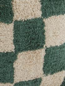 Pouf a quadretti Minden, Rivestimento: 100% cotone, Verde scuro, beige chiaro, Larg. 40 x Alt. 40 cm