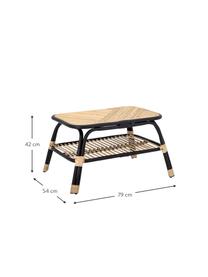 Mesa auxiliar Loue, Tablero: ratán, Estructura: ratán, Beige, negro, An 79 x F 54 cm