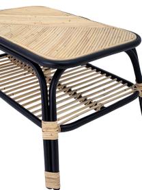 Stolik pomocniczy Loue, Blat: rattan, Stelaż: rattan, Beżowy, czarny, S 79 x G 54 cm