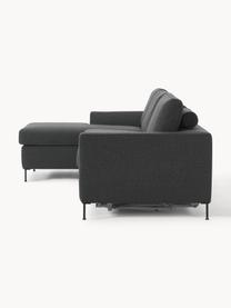 Sofa rozkładana Cucita (3-osobowa), Tapicerka: tkanina (100% poliester) , Stelaż: lite drewno sosnowe, Nogi: metal lakierowany Ten pro, Antracytowa tkanina, S 274 x G 164 cm, prawostronna