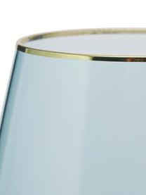 Vasos altos Chloe, 4 uds., Vidrio, Azul claro, dorado, Ø 9 x Al 12 cm