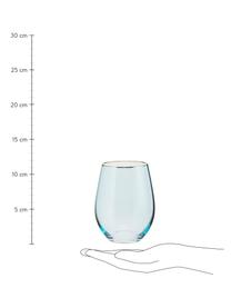 Verre à eau avec bordure dorée Chloe, 4 pièces, Bleu ciel, couleur dorée