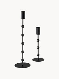 Set 2 candelabri Kimberly, Metallo rivestito, Nero, Set in varie misure