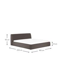 Letto imbottito in tessuto marrone con contenitore Cloud, Rivestimento: tessuto finemente struttu, Tessuto marrone, 180 x 200 cm