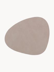 Asymmetrische leren placemats Curve, 4 stuks, Leer, rubber, Beige, B 11 x L 13 cm