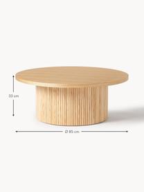 Tavolino rotondo da salotto in legno Nele, Pannello di fibra a media densità (MDF) con finitura in legno di frassino, Legno, Ø 85 cm