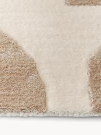 Handgetuft wollen vloerkleed Corin met hoog-laag structuur, Bovenzijde: 58% wol, 42% viscose, Onderzijde: 100% katoen Bij wollen vl, Bruintinten, B 160 x L 230 cm (maat M)