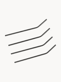 Rietjes Shine met borstel, set van 4, Rietje: roestvrijstaal, Zwart, L 23 cm