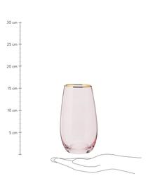 Bicchiere acqua alto con bordo dorato Chloe 4 pz, Vetro, Pesca, Ø 9 x Alt. 16 cm