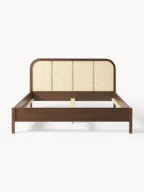 Drevená posteľ s čelom z viedenského výpletu Jones, Dubové drevo, Š 140 x D 200 cm