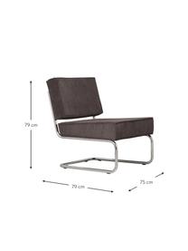 Fauteuil lounge Rib, Tissu brun foncé, larg. 75 x prof. 79 cm