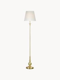 Vloerlamp Imperia in messing, Lampenkap: polyester, Lampvoet: vermessingd metaal, Wit, messingkleurig, Ø 30 x H 149 cm