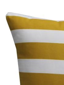 Housse de coussin à jeu de rayures Ela, Blanc, jaune