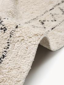 Tapis en coton à franges, tufté main Fionn, 100 % coton, Beige clair, noir, larg. 80 x long. 150 cm (taille XS)