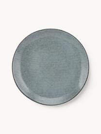 Platos postre artesanales Nordic Sea, 4 uds., Cerámica de gres, Gris azulado jaspeado, Ø 20 x Al 3 cm