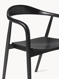 Chaise à accoudoirs bois massif Angelina, Bois de frêne laqué, contreplaqué laqué

Ce produit est fabriqué à partir de bois certifié FSC® et issu d'une exploitation durable, Noir, larg. 57 x haut. 80 cm