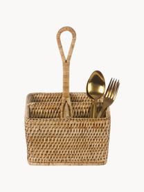 Ręcznie wykonany pojemnik na sztućce z rattanu Güle, Rattan, Beżowy, S 20 x W 32 cm