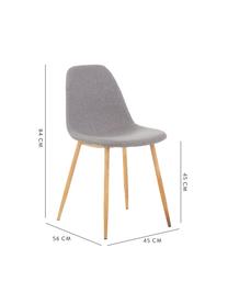 Sedia imbottita in tessuto grigio Wilma 2 pz, Gambe: metallo decoro in rovere, Rivestimento: poliestere, Gambe: legno di quercia Rivestimento: grigio chiaro, Larg. 45 x Alt. 56 cm