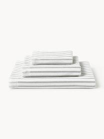 Set de toallas Irma, tamaños diferentes, Blanco, gris claro, Set de 4 (toallas lavabo y toallas ducha)