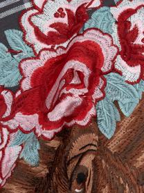 Housse de coussin 45x45 à carreaux avec broderie Bear, 100 % coton, Gris foncé, multicolore, larg. 45 x long. 45 cm