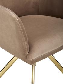 Silla giratoria con reposabrazos de terciopelo Lola, Tapizado: terciopelo de poliéster A, Patas: metal galvanizado, Terciopelo beige, dorado, An 53 x F 55 cm