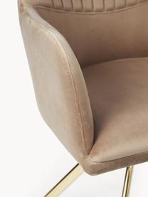 Chaise pivotante en velours Lola, Velours beige, pieds dorés, larg. 53 x prof. 55 cm