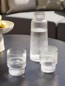 Carafe et verres à relief rainuré Minna, 5 élém., Verre, soufflé bouche, Transparent, Ø 10 x haut. 25 cm