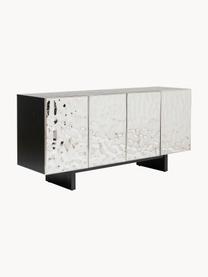 Enfilade avec portes en inox Caldera, Argenté, noir, larg. 160 x haut. 78 cm