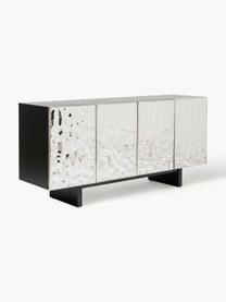 Enfilade en inox Caldera, Argenté, noir, larg. 160 x haut. 78 cm