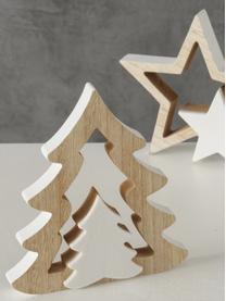 Decoratieve figuren Ilga van hout, set van 2, Gecoat hout, kunststof, Hout, wit, Set met verschillende formaten