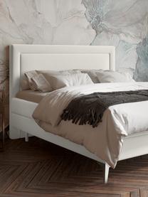Sametová boxspring postel  s úložným prostorem Joy, Béžová, 140 x 200 cm, stupeň tvrdosti H2