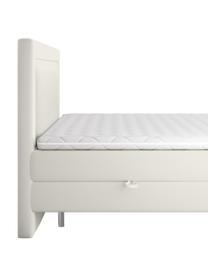 Zamatová boxspring posteľ s úložným priestorom Joy, Béžová, 140 x 200 cm, tvrdosť H2