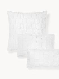 Taie d'oreiller en percale de coton avec ornementation tuftée Scout, Blanc, larg. 50 x long. 70 cm