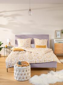 Sametová čalouněná postel s čelem Peace, Fialovorůžová, Š 200 cm, D 200 cm