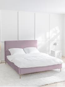 Gestoffeerd fluwelen bed Peace in mauve, Frame: massief grenenhout en pla, Bekleding: polyester fluweel, Poten: gepoedercoat metaal, Fluweel mauve, 200 x 200 cm