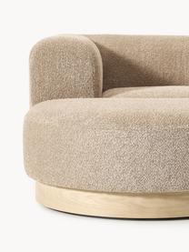 Modulares Ecksofa Natalie aus Teddy-Bouclé, Bezug: Teddy-Bouclé (100 % Polye, Gestell: mitteldichte Holzfaserpla, Sockel: Massives Buchenholz, lack, Teddy-Bouclé Beige, helles Buchenholz, B 337 x T 197 cm, Eckteil links