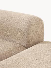 Modulares Ecksofa Natalie aus Teddy-Bouclé, Bezug: Teddy-Bouclé (100 % Polye, Gestell: mitteldichte Holzfaserpla, Sockel: Massives Buchenholz, lack, Teddy-Bouclé Beige, helles Buchenholz, B 337 x T 197 cm, Eckteil links