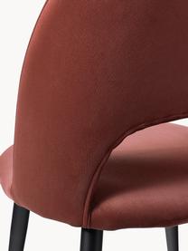 Fluwelen stoel Rachel, Poten: gepoedercoat metaal, Fluweel roodbruin, B 53 x D 57 cm