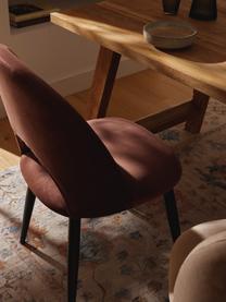 Fluwelen stoel Rachel, Poten: gepoedercoat metaal, Fluweel roodbruin, B 53 x D 57 cm