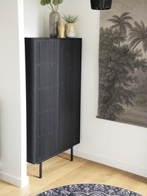 Highboard Mojo mit geriffelter Front, Korpus: Mitteldichte Holzfaserpla, Füße: Metall, pulverbeschichtet, Schwarz, B 80 x H 150 cm