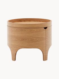 Okrúhly nočný stolík s úložným priestorom Octavia, Eukalyptové drevo, MDF-doska strednej hustoty, Eukalyptové drevo, Š 55 x V 45 cm