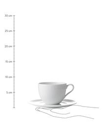 Tazas de café con platitos Relief, 4 uds., Porcelana, Blanco, Ø 9 x Al 7 cm, 200 ml