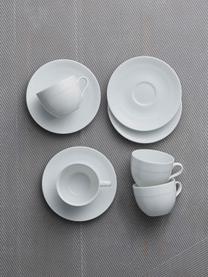 Tazas de café con platitos Relief, 4 uds., Porcelana, Blanco, Ø 9 x Al 7 cm, 200 ml