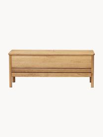 Banco de madera de roble con espacio de almacenaje A Line, Estructura: madera de roble, Asa: cuero Este producto está , Madera de roble, An 111 x F 35 cm