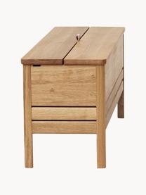 Banco de madera de roble con espacio de almacenaje A Line, Estructura: madera de roble, Asa: cuero Este producto está , Madera de roble, An 111 x F 35 cm